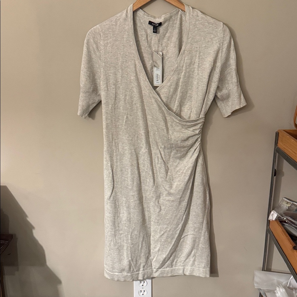 APT 9 heather gray faux wrap around midi dress womens medium